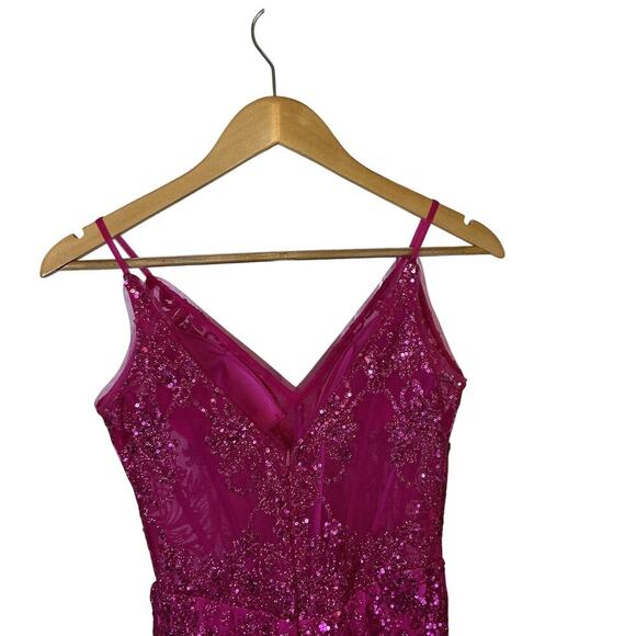 Cinderella Divine Adora Fuchsia Mermaid Long Formal Glitter Gown Dress Sz 2 - Picture 10 of 13